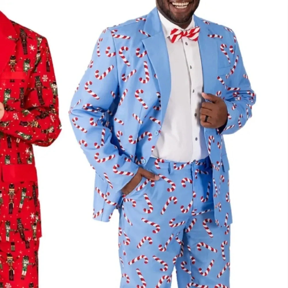Brand New Dec 25th Men's Holiday 3-Piece LED Light Up Suit Set Christmas Blue